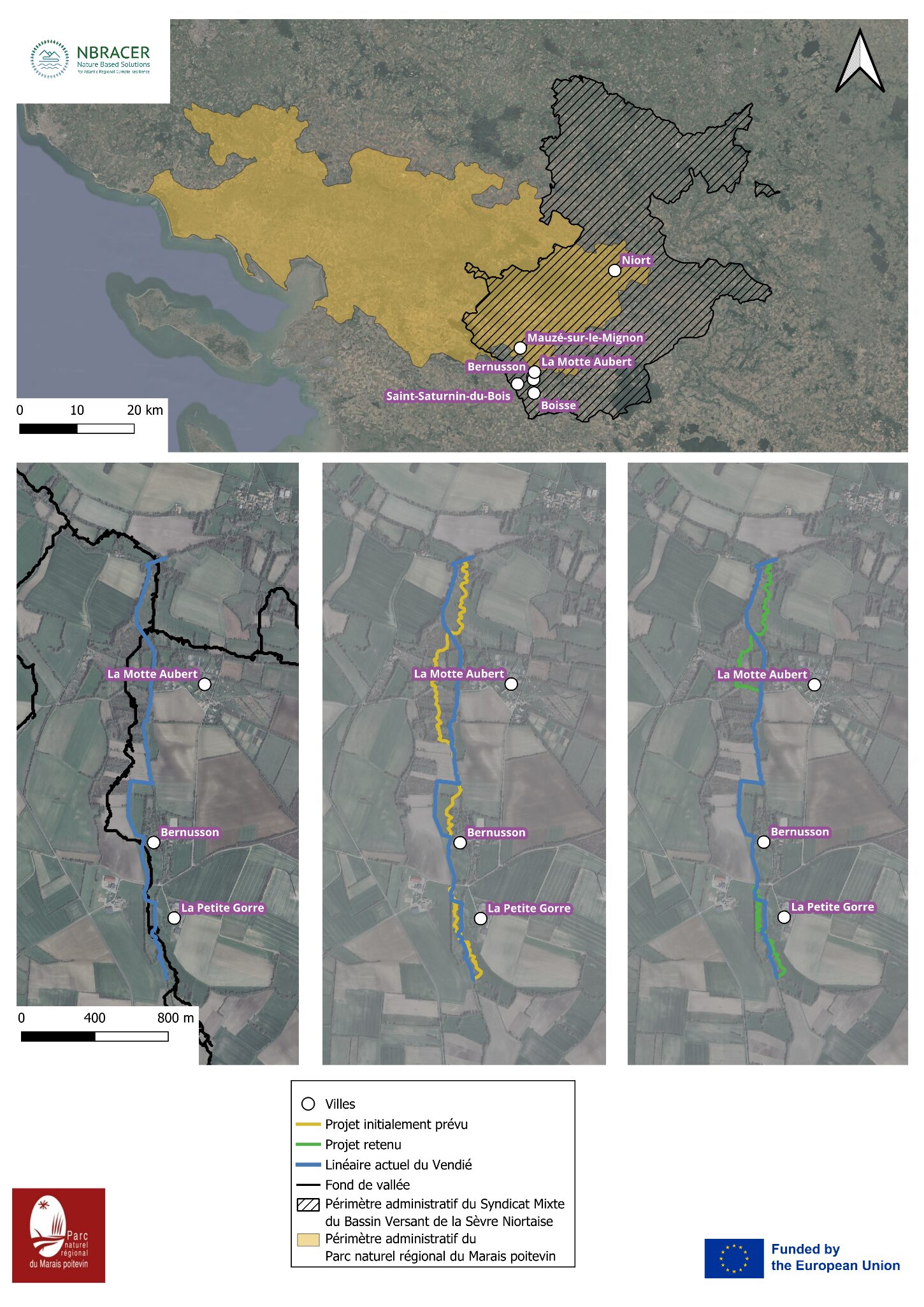Carte de situation du projet de restauration du Vendie 2025 -PNR du Marais poitevin